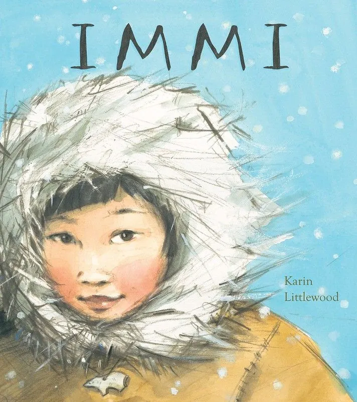 Forside av Immi: en ung jente har på seg en tykk hettefrakk ser frem, med en snødekt bakgrunn bak seg.