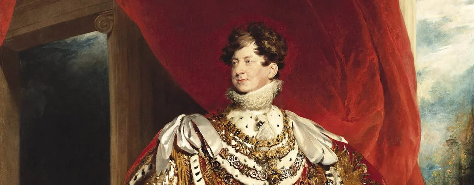 Sergisinde Kral George IV'ün resmi.