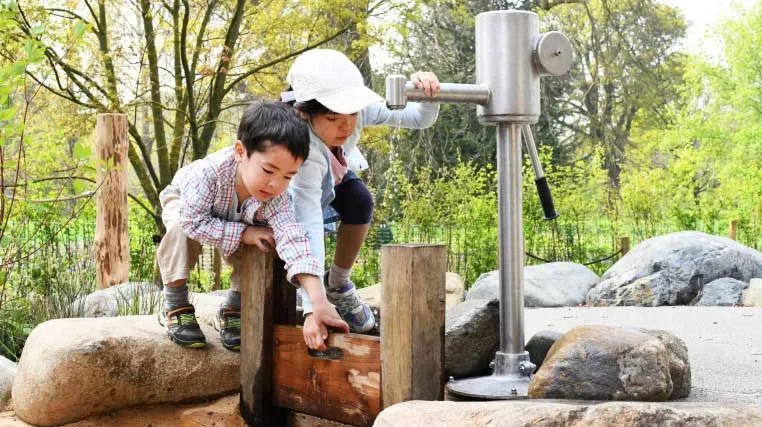 actividad divertida de maquinaria de agua en los jardines de kew